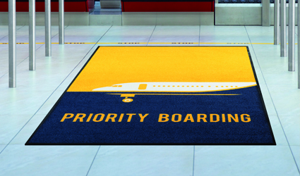 Logo - yellow/blue Logo mat for "priority boarding" at the airport