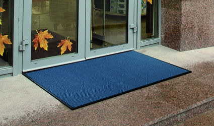 Water-Horse - blue Water-Horse mat in front of the entrance-door